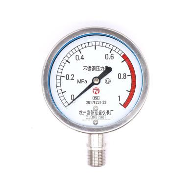 China Stainless Steel Industrial Custom All Stainless Steel YB100 Pressure Gauge for sale