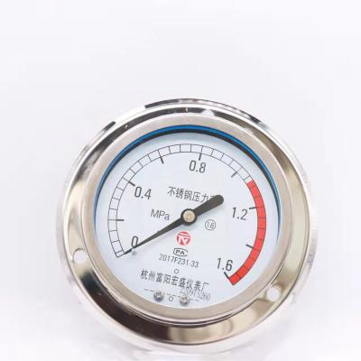 China Industrial Stainless Steel Custom All YB100ZT Stainless Steel Axial Pressure Gauge Band Edge for sale