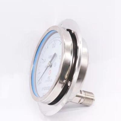 China Industrial Stainless Steel Custom All Axial Pressure Gauge Stainless Steel Band Edge YB100ZT for sale