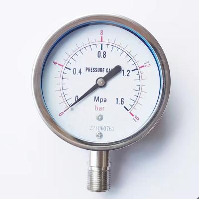 China YB100 Stainless Steel Pressure Gauge Hydraulic Pressure Gauge Cheap Steam Boiler Pressure Gauge for sale