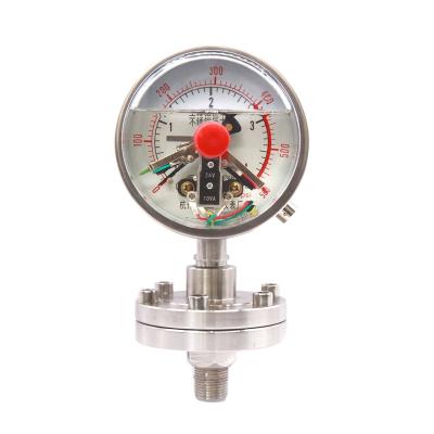 China Stainless All Electric Stainless Steel Shock Proof Glycerin Diaphragm Magnetic Assist Contact Pressure Gauge Pressure Controller YNXC100 for sale