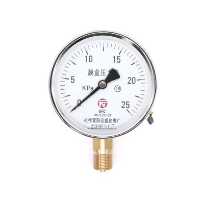 China Iron Case Copper Connector Copper Motion Capsule Pressure Gauge Bellows Micro Pressure Gauge Pressure Gauge YE100 for sale