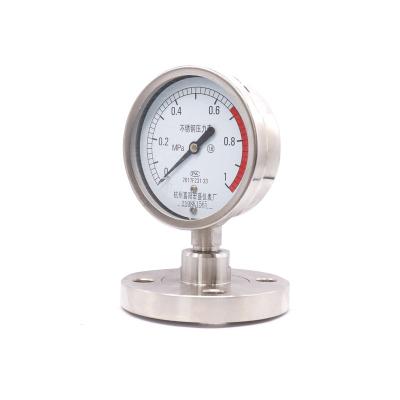 China Vibration Resistant Stainless Steel Diaphragm Pressure Gauge Glycerin Pressure Gauge With Flange Connection for sale