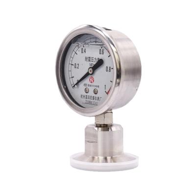 China 50.5 Chuck Stainless Steel Shock Proof Glycerin Pressure Gauge Quick Installed Diaphragm Pressure Gauge YNB60-MC for sale