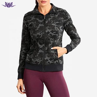 China Hot Sales QUICK DRY Women's Zippers Full Sleeve Breathable Gym Fitness Camouflage Jackets For Women for sale