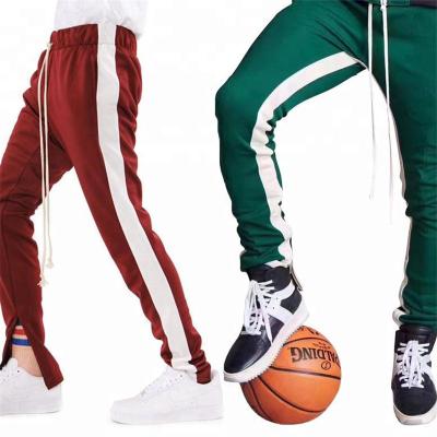 China 2021 Fashion Custom Men's Breathable Polyester Tapered Jogger 100% Cotton Sweatpants With Side Stripe for sale