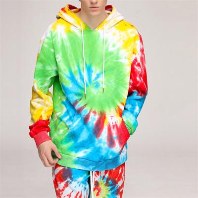 China Wholesale Custom Rainbow Terry Tie Dye Men Anti-wrinkle 2021 Fashion Streetwear Cotton French Hoodies Anti-Shrink for sale