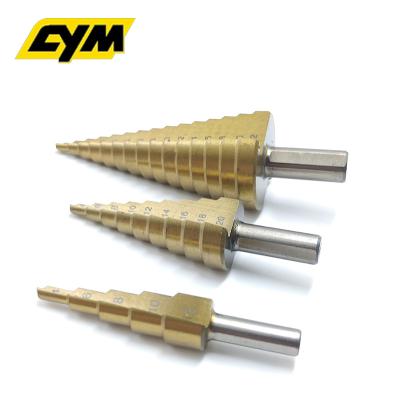 China Amazon Hot Sale 4-12mm 4-20mm 4-32mm 3pcs HSS Steel Titanium Coated Step Core Drill Bits for sale