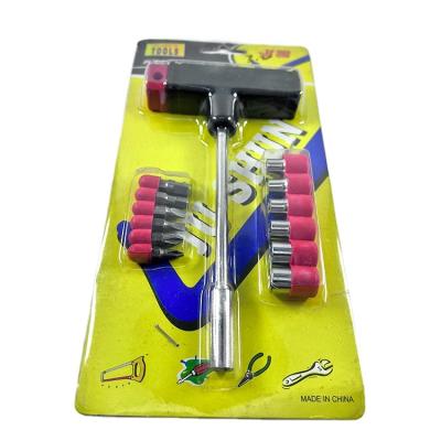 China Duarble 15pcs T Shaped Sturdy Multi Universal Interchangeable Home Repair Bits Magnetic Screwdriver Set Kit for sale