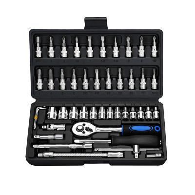 China Easy Carry 1/4 Inch Drive 24 Speed ​​Ratcheting Socket And Wrench Sets 46pcs Socket Wrench Set for sale