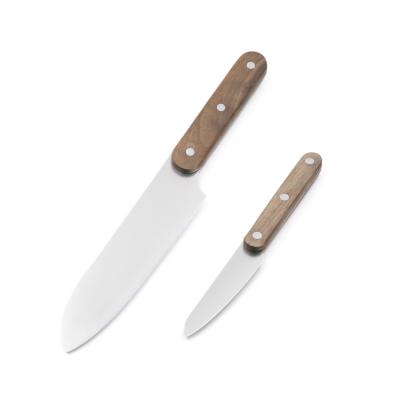 China New Design Viable Stainless Steel Santoku Knife With Walnut Wood Handle Japanese Kitchen Knife Set for sale