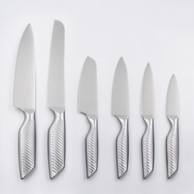 China New Design 6pcs Sustainable Stainless Steel Kitchen Knife Set With Non-slip Handle Chef's Knife For Dishwasher Safe for sale