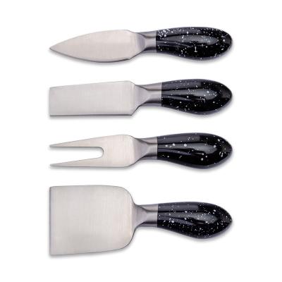 China Sustainable New 4 Pcs Black Paint Cheese Handle Tool Kit With Magnetic Knife Holder for sale