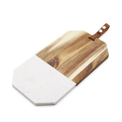 China Marble 2022 Viable New Arrival Diamond Shaped Half Hood Chopping Board With Leather Hang Rope for sale