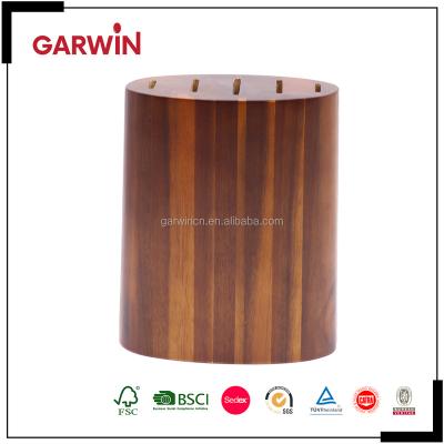 China Sustainable Traditional Classic Cylinder Cutlery Customized Acacia Knife Holder for sale