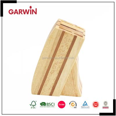 China Sustainable Mix Professional Deep And Light Brown Acacia And Rubber Wood Kitchen Knife Holder for sale