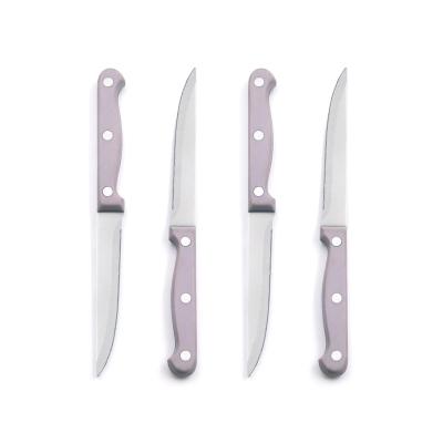 China 2022 Sustainable New Arrival Fashionable Stainless Steel Steak Knife With Purple POM Ergonomic Handle for sale