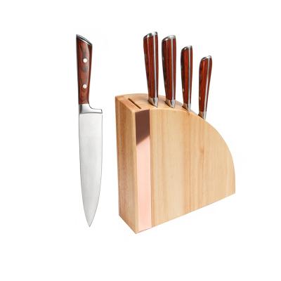 China Sustainable Stainless Steel Kitchen Tools 6 Pcs Wooden Handle Kichen Knife Set for sale