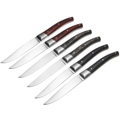 China Viable High Quality Steak Knife With Multicolor Customized Pakka Wood Handle In Magnetic Box for sale