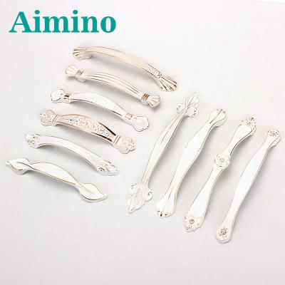 China AIMINO Modern Aluminum Cabinet Handle Ivory White Furniture Handle For Kitchen Cupboard Pull Handle Right Knob for sale