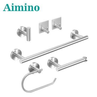 China Modern Towel Rack Bathroom Hardware Set Stainless Steel Towel Rack Set Heavy Duty Wall Mounted Bathroom Accessories Hanger for sale