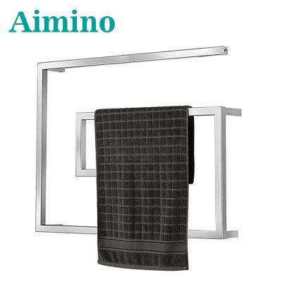 China Electric Heated Towel Rack Heater Stainless Steel Towel Warmer Hot Towel Rail with Square Bars for Bathroom for sale