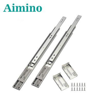 China Top Quality Modern Galvanized Desk Cold Rolled Furniture Drawer Slider 3 Fold Steel Ball Bearing Slide Silent for sale