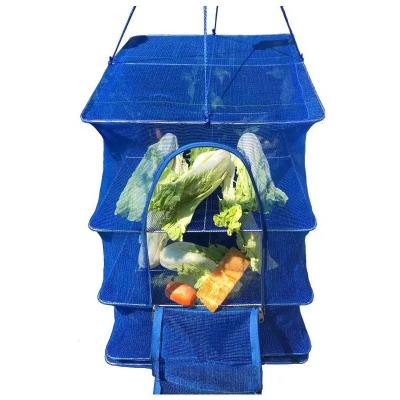 China Portable Professional Supply Durable Fishing Nets Folding Dry Blue Pe Net Fish Hanging Hanging Folding Drying Net for sale