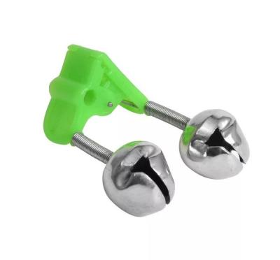 China High Quality Outdoor Green Spring Clip Double Rod Alarm Silver Bells Fishing Operations Factory Price Fishing Tackle for sale