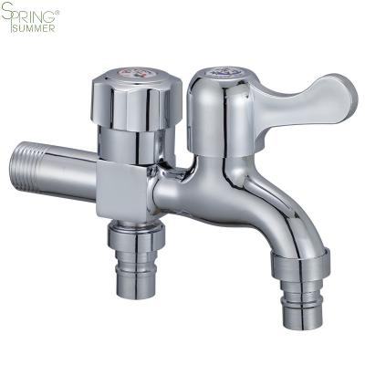 China Chinese dual function water faucet for washing machine soft hose, in-wall single cold zinc alloy faucet, double switch one into two out of water for sale