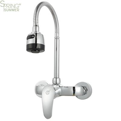 China Modern Professional Production Wall Mounted 360 Degrees Rotating Hot And Cold Water Brass Kitchen Faucet for sale