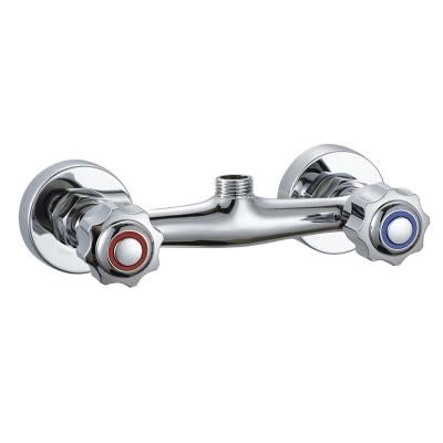 China Without Slide Bar Lever Copper Material Double Shower Mixer, Polish and Chrome Finish, Wall Mounted Shower Faucet for sale