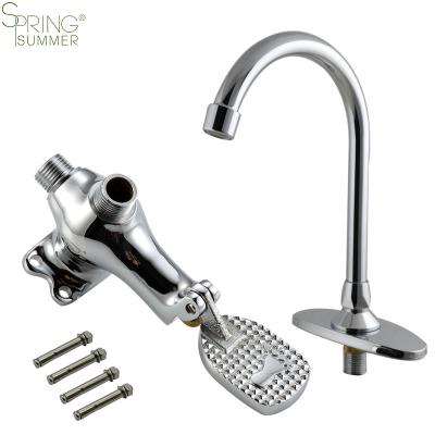 China Modern Brass Single Floor Foot Pedal Control Switch Faucet Valve Faucet Basin for sale