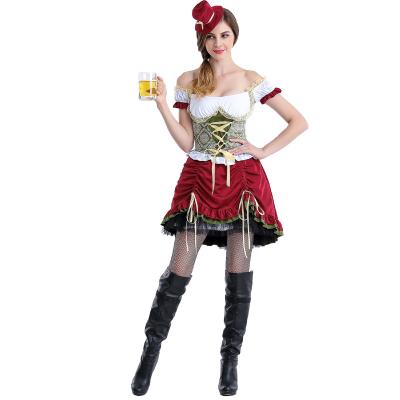 China German Polyester Beer Festival Maid Clothes Bavarian Traditional Festival Bar Clothes for sale