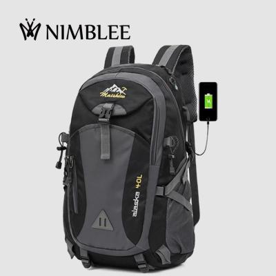 China Outdoor Large Men USB Charging Camping Hiking Waterproof Backpack Custom Logo for sale