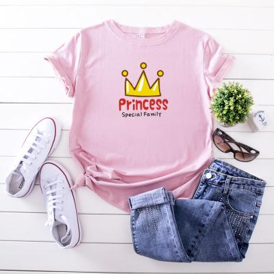 China Viable Custom Size Printed Women's T-shirts Fashion Crown Letter Printing Plus Casual T-shirt for sale