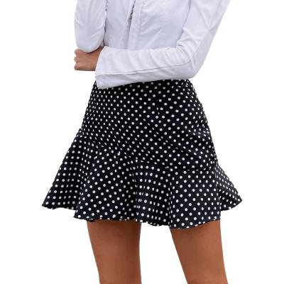 China ZACAVIA 2022 New Anti-static Fashion Short Skirt Casual Soft High Waist Polka Dot Ruffle Skirt for sale