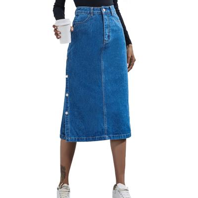 China ZACAVIA 2022 Anti-Static Women's High Waist Button Closure Side Skirt Loose Casual Fashion Denim Skirt for sale