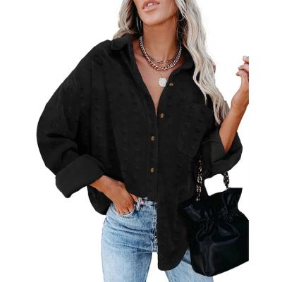 China New Arrival Anti-pilling High Quality Pure Colors Long Sleeve Oversized Polka Dot Elegant Tops Blouses For Women for sale