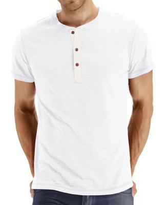 China Anti-wrinkle china direct selling cotton casual crew neck button open multi colors cheap branded t shirts for men for sale