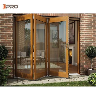 China Villa Balcony Quiet Exterior Aluminum Folding Doors American Standard Glass Bifold Door for sale