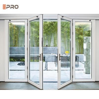 China Pas maat Swing Glass aluminium scharnierende deuren met slotglas en stalen frame aan Te koop