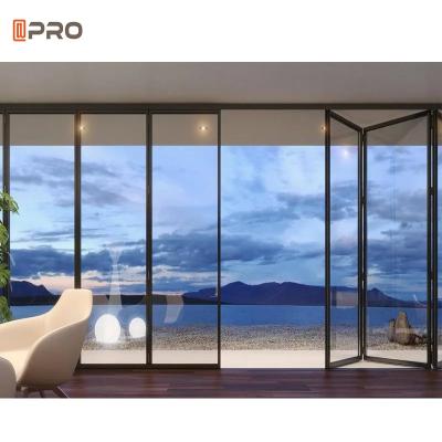 China Aluminum Alloy Patio Folding Doors NFRC Certificate Bi - Fold Glass Accordion Door for sale