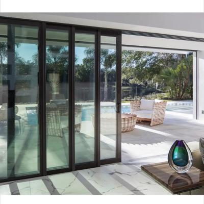 China 3 Track Aluminum Tempered Glass Pocket Door Sliding Door System For Living Room for sale