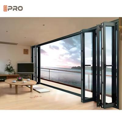 China Aluminum Glass Sliding Folding Door Patio Exterior Bifold Doors Double Glazing Aluminum Bi Folding Door For Store for sale