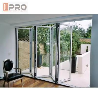 China Balkon Aluminium Schuifdeuren Glas Aluminium Deur Ingang Klappdeur Aluminium Bifold Patio Met Muggen Net Voor Ho Te koop