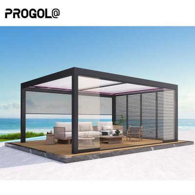 China Pergola de alumínio impermeável de montagem fácil com sistema automático de abertura e fechamento à venda