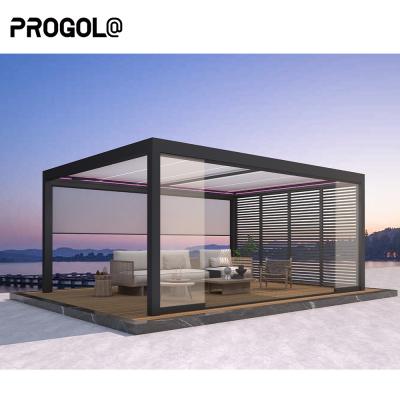 China Pergola de aluminio con motor de plata con funcionamiento automático en venta