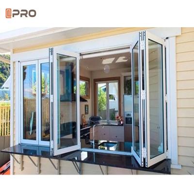 China Silver Aluminum Bi Folding Window With Multi Point Locking System for sale