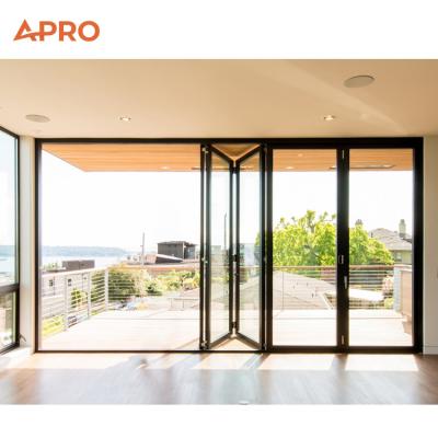 China Highly durable aluminum folding doors custom commercial welded aluminum doors aluminum bi-fold patio doors villa folding exterior doors aluminum alloy interior folding doors for sale